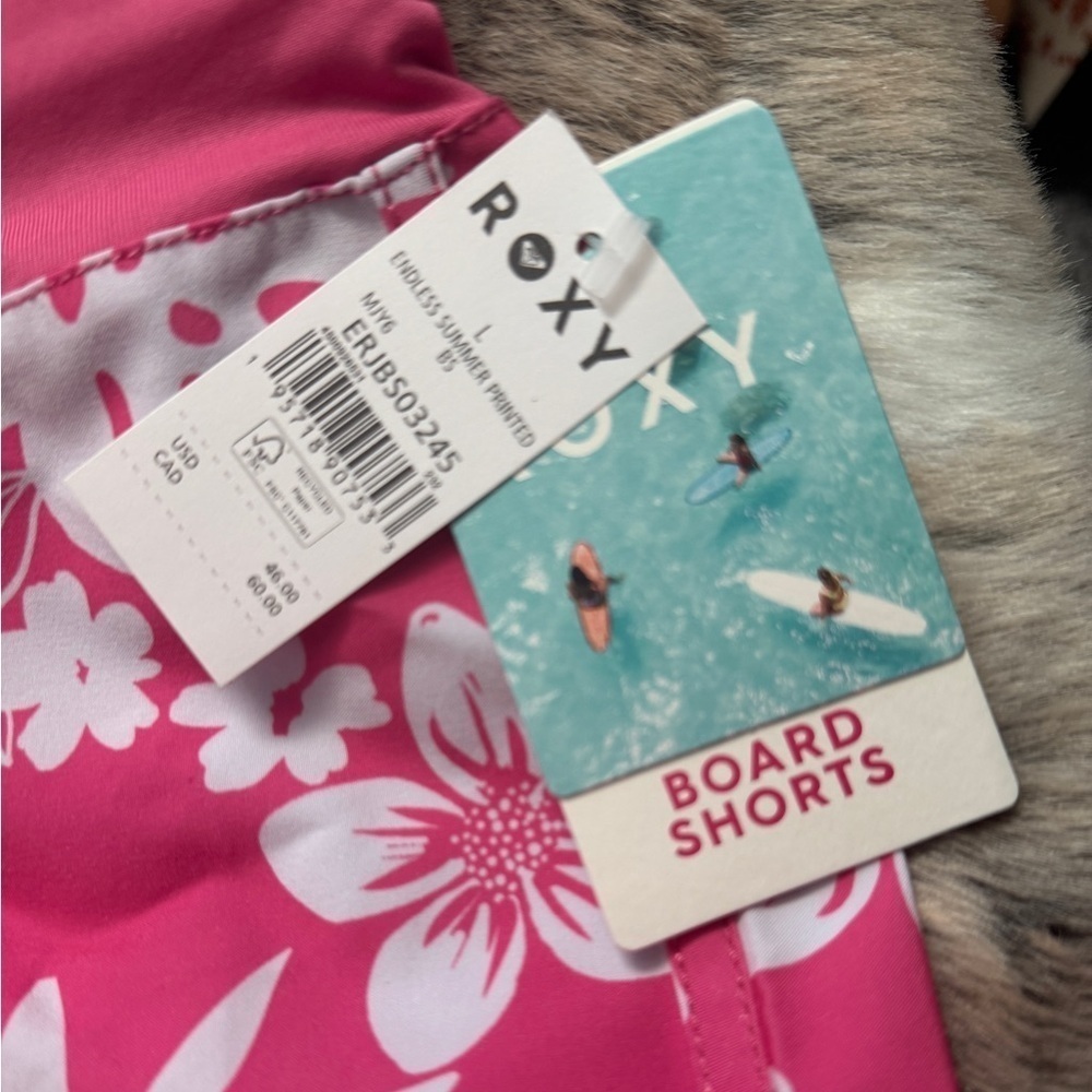 NWT Roxy Size Large Board Short Pink Hibiscus Print - Picture 2 of 5